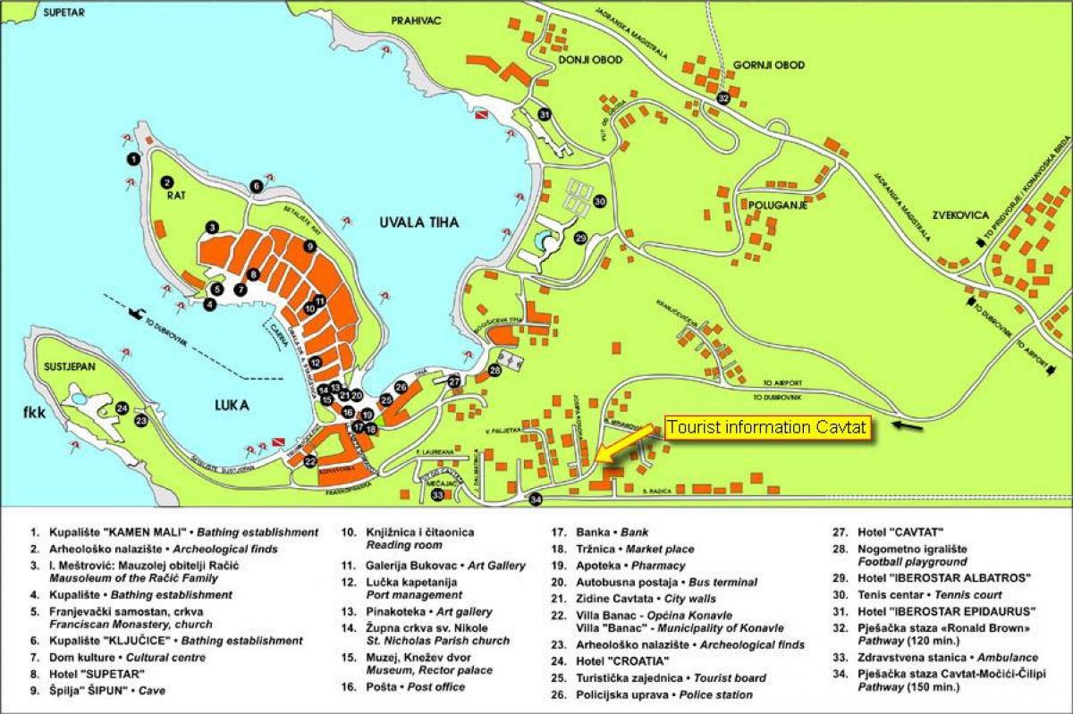 karta över cavtat, kroatien 