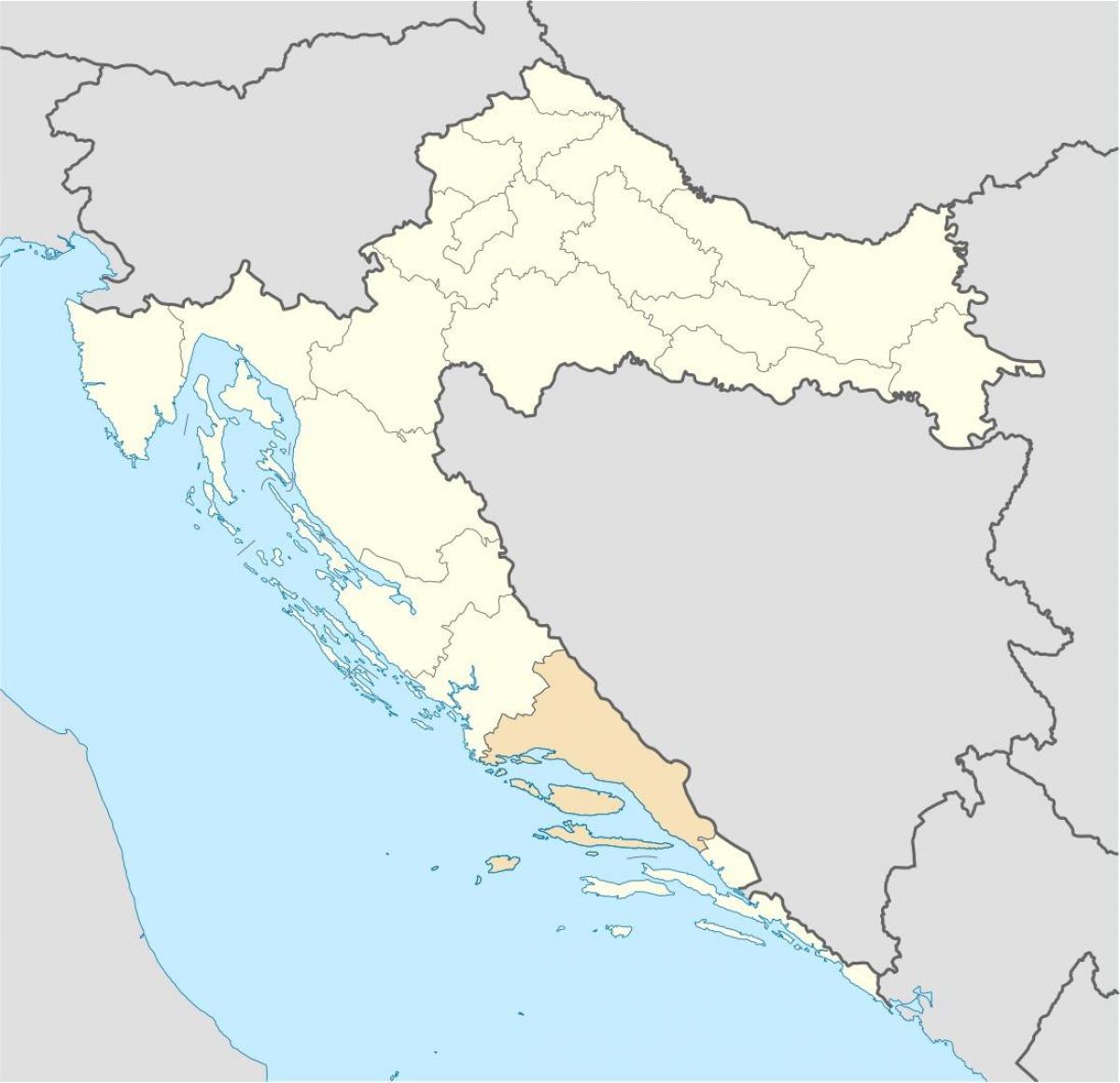 karta av dalmatien, kroatien 