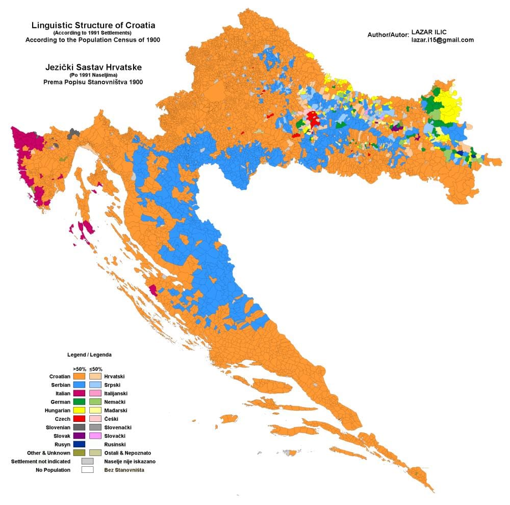 karta över etniska karta över kroatien