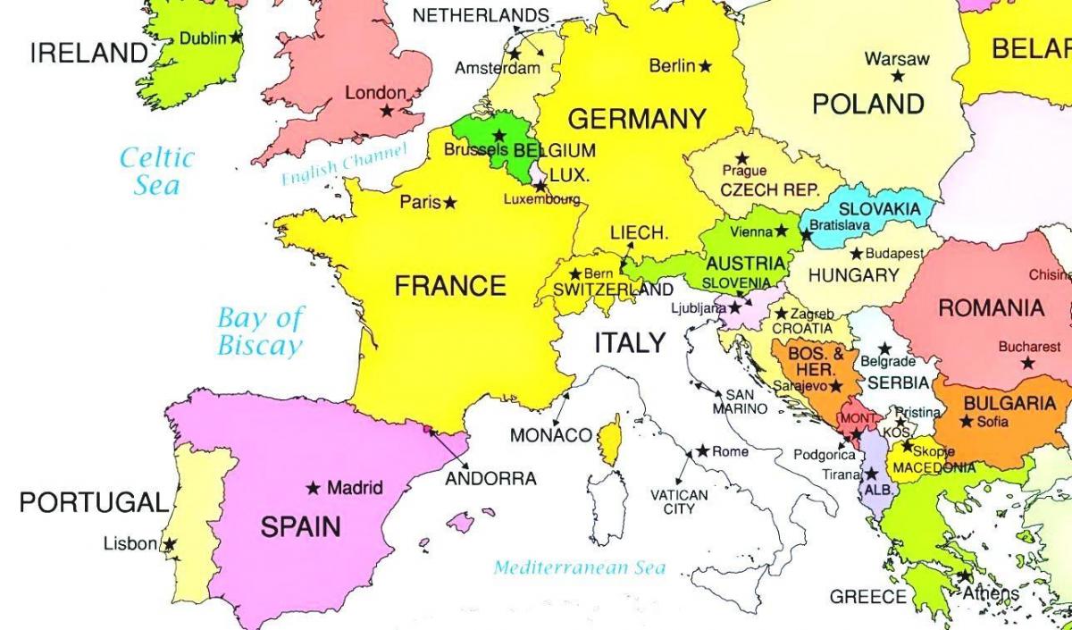 karta över europa som visar kroatien
