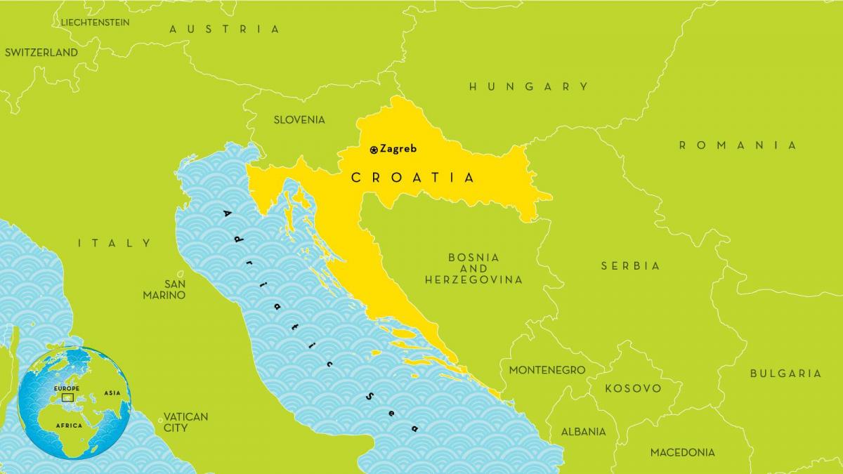 karta över kroatien och omgivande områden