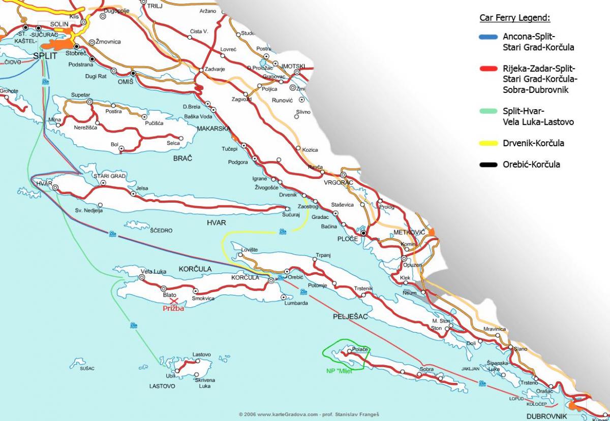 karta över kroatien färja