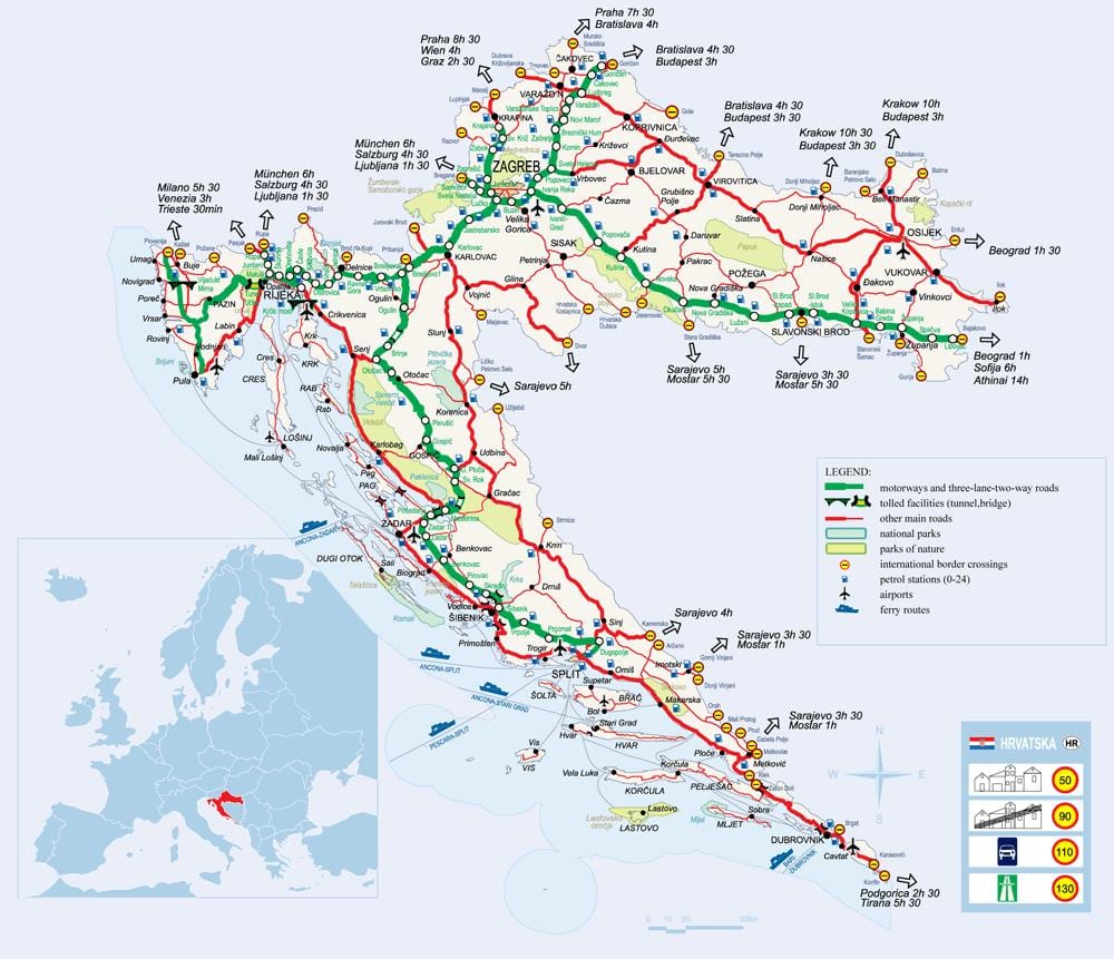 järnväg karta kroatien