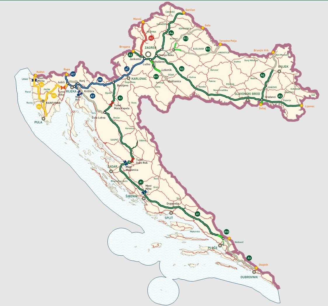 kroatiska motorvägar karta
