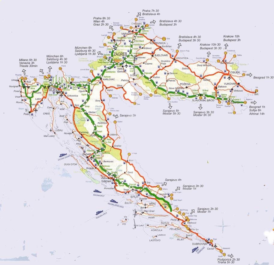 karta över kroatien road trip