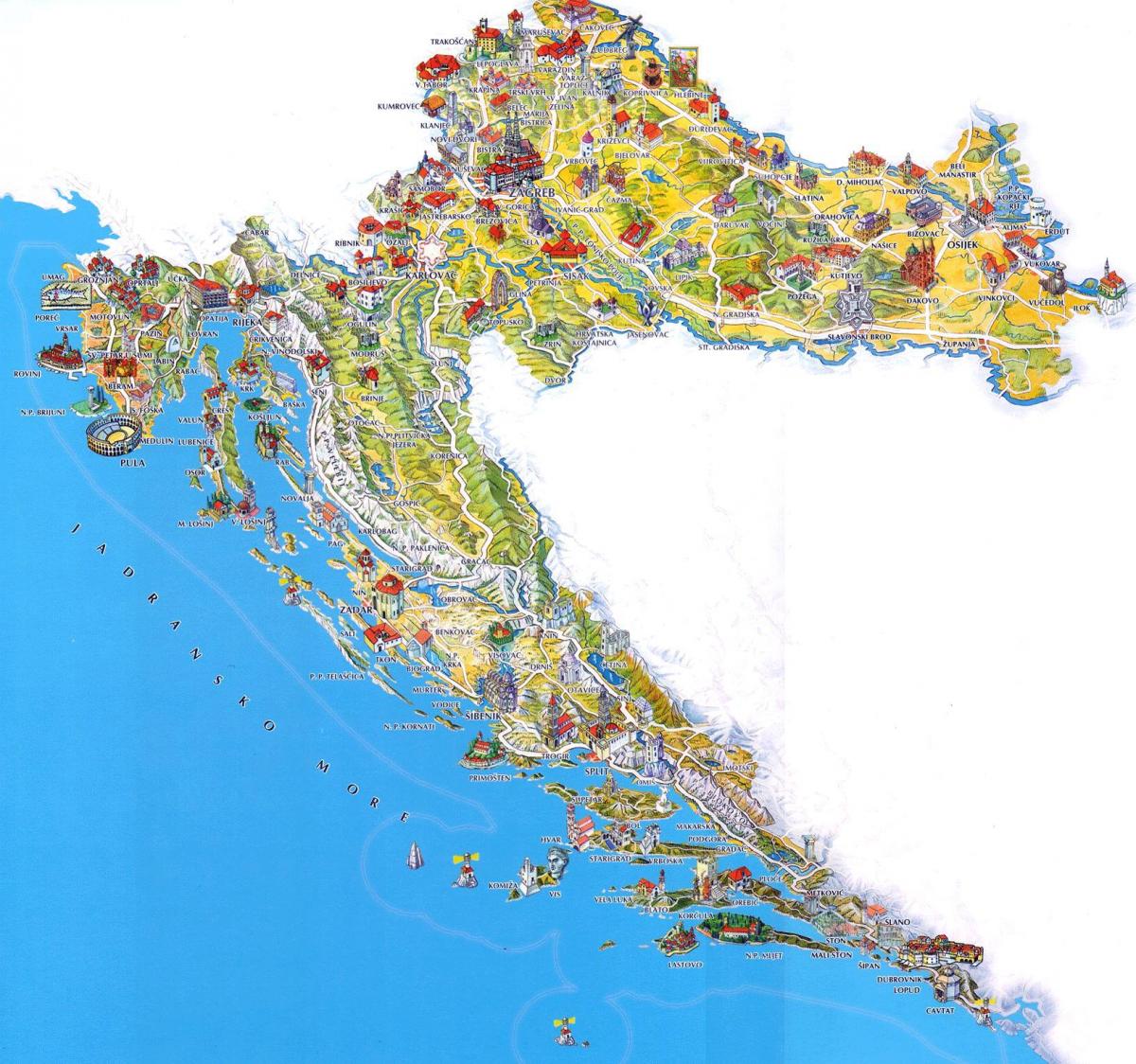 kroatien turistattraktioner karta