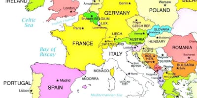 Karta över europa som visar kroatien