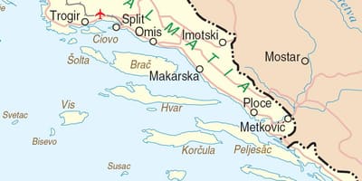 Karta över södra kroatien