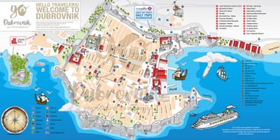 Karta över gamla stan i dubrovnik, kroatien