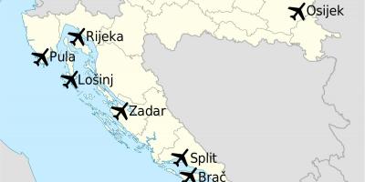 Karta över kroatien visar flygplatser