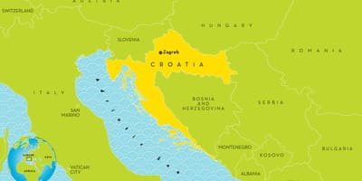 Karta över länder nära kroatien