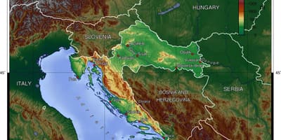 Karta över kroatien topografiska 